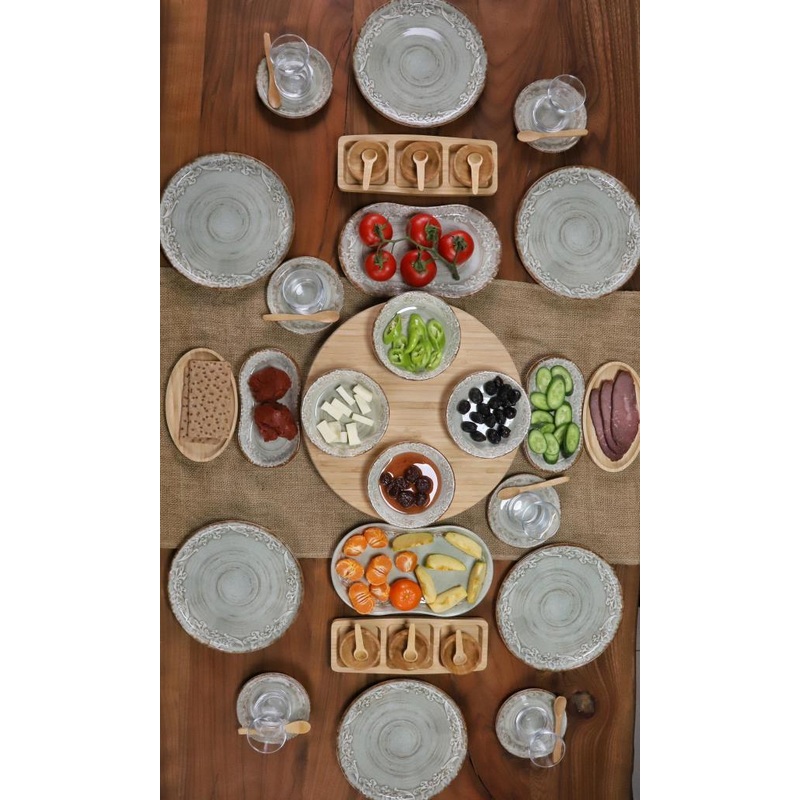 Bambum 49 Piece Lenny Porcelain Breakfast Set For 6 People - Luxury Breakfast Serving Set