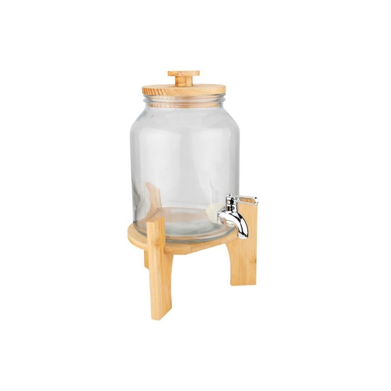 Bambum Fuente - Glass Dispenser With Bamboo Lid And Stand 3L