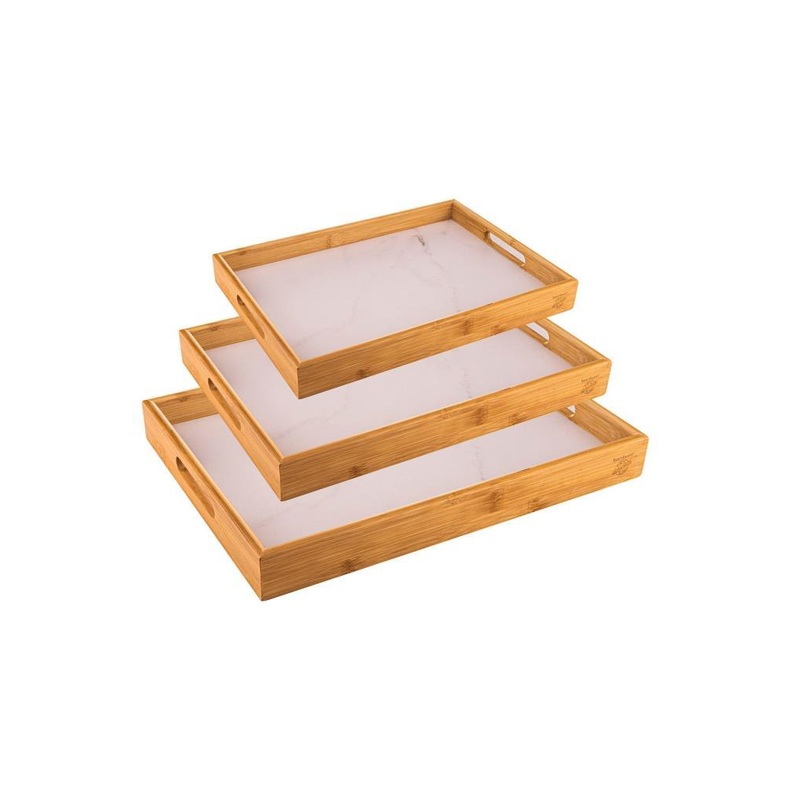 Bambum Marbella - 3-Piece Marble Patterned Tray White