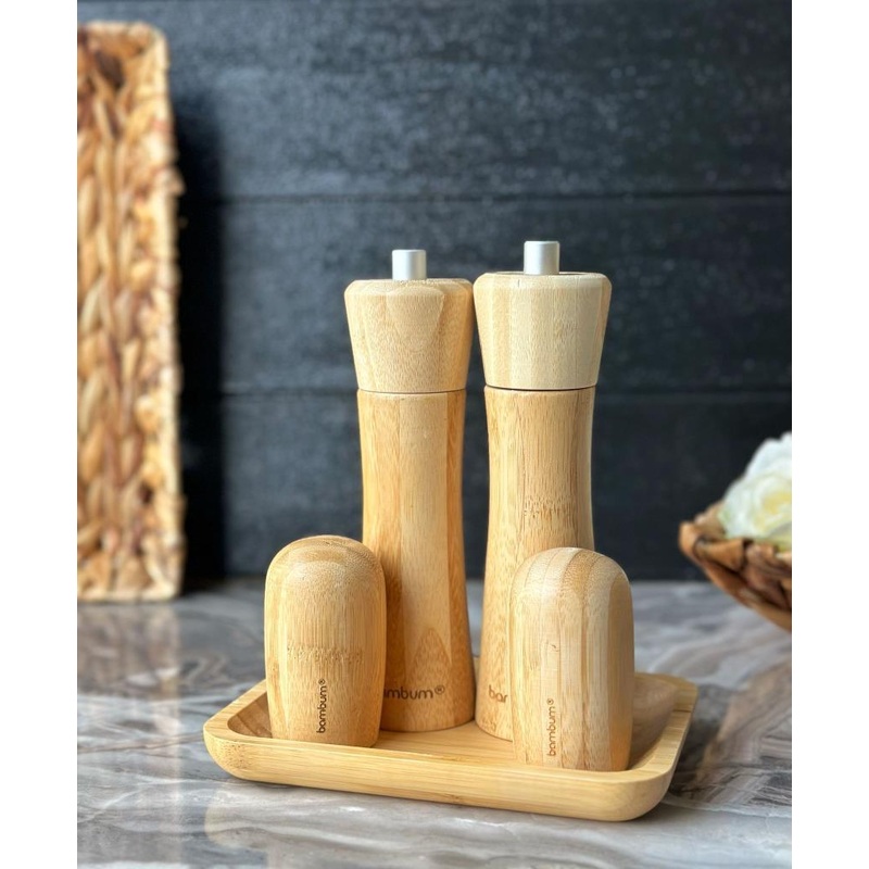 Bambum - Verdur Plate Salt Pepper Shaker Grinder Set 5 Pieces