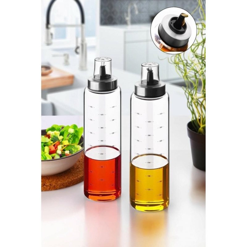 Borosilicate Glass Oil Bottle 500 Ml Oil Bottle Vinegar Bottle - Dripless Oil Bottle Set Of 2 Pieces