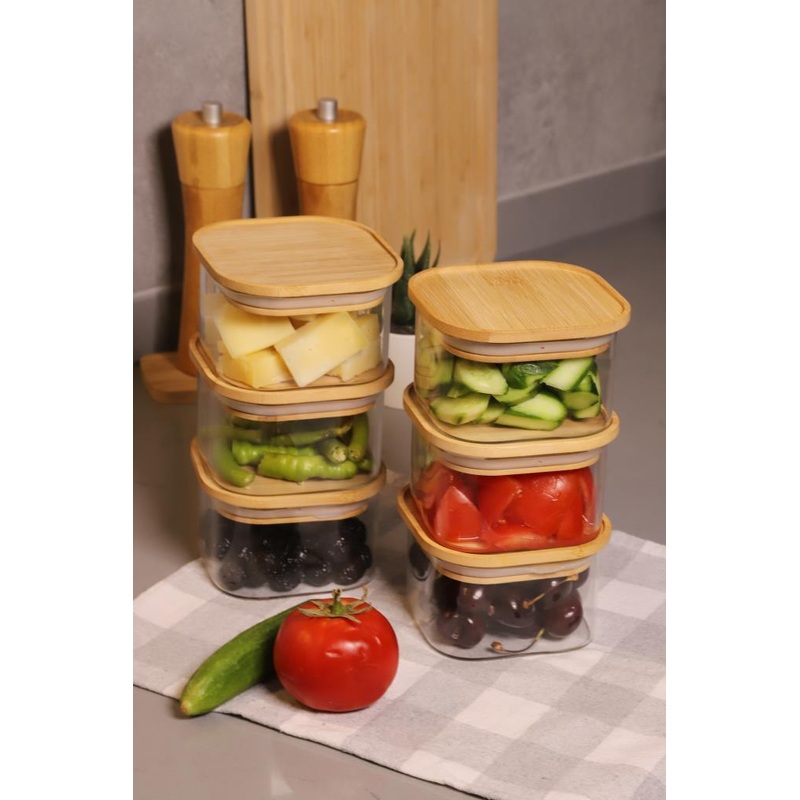 Duo 400Ml 6-Piece Glass Breakfast Set With Bamboo Vacuum Lid