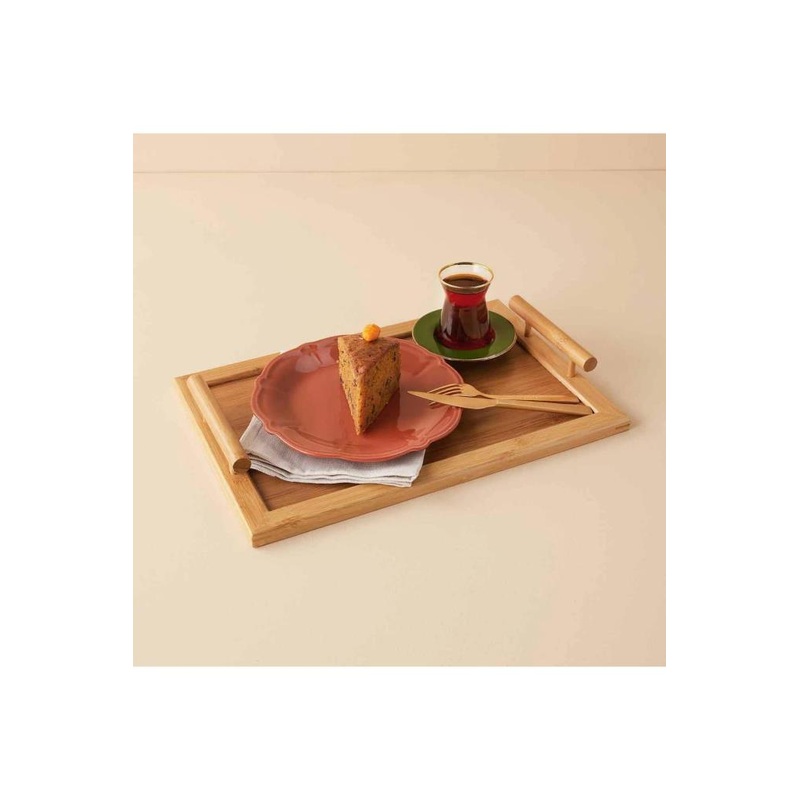 Majestic Bamboo Rectangular Tray With Handles - Presentation Serving Tray