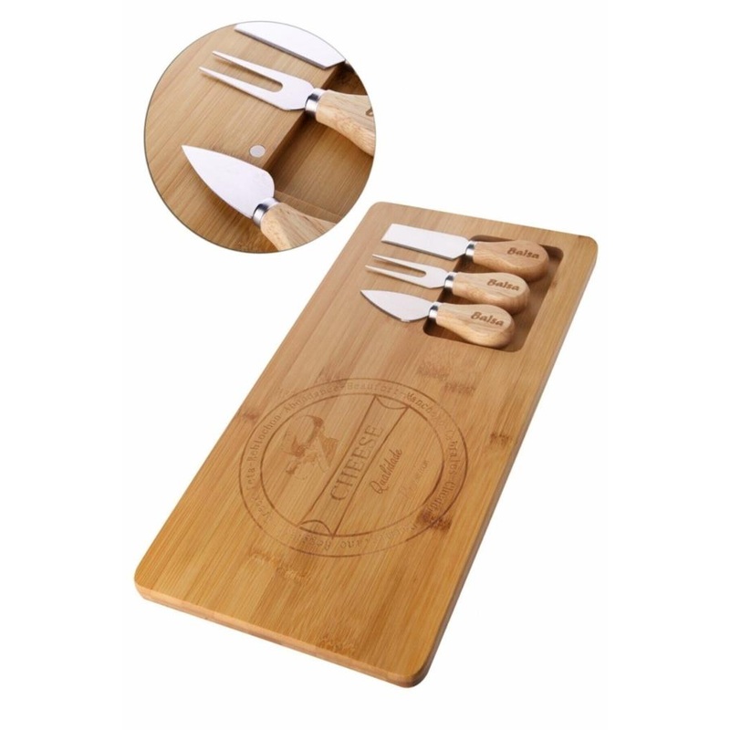 Natural Bamboo Cheese Serving Set With Knife