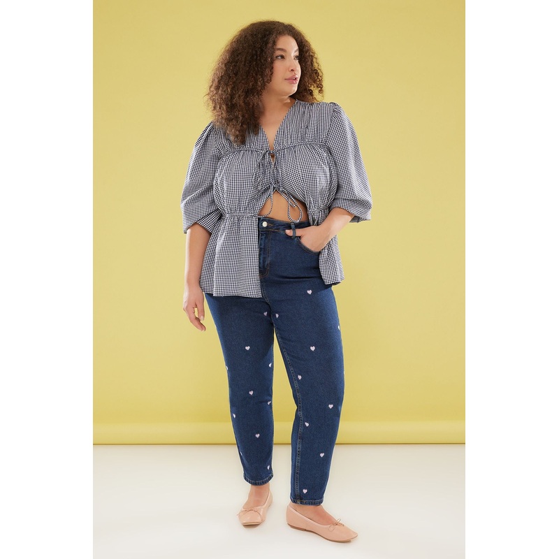 Curve Women's Heart High Waist Plus Size Jeans