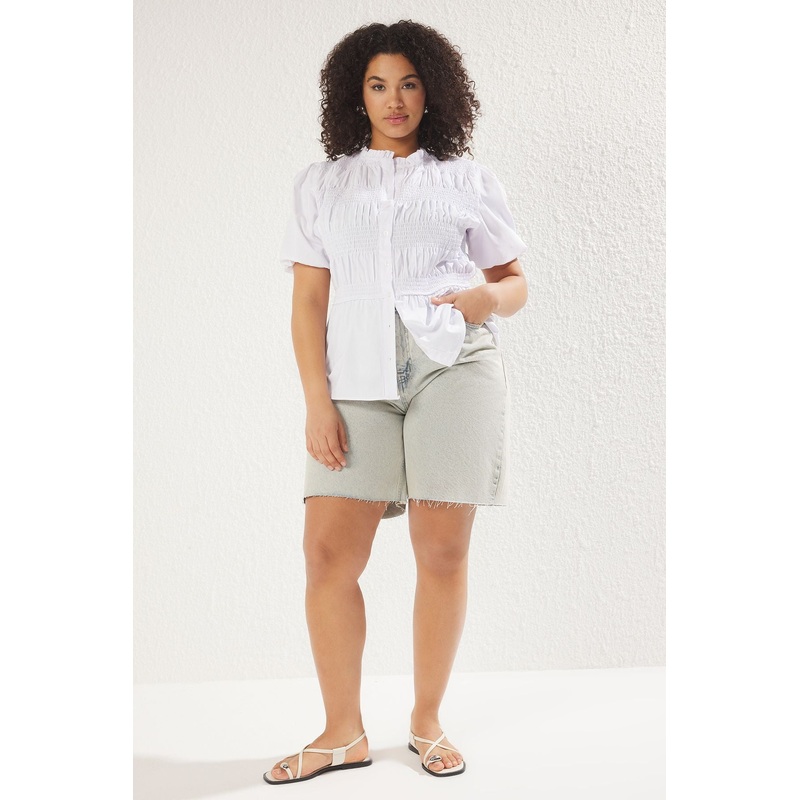 Curve Women's Plain Short Regular Plus Size Shirt