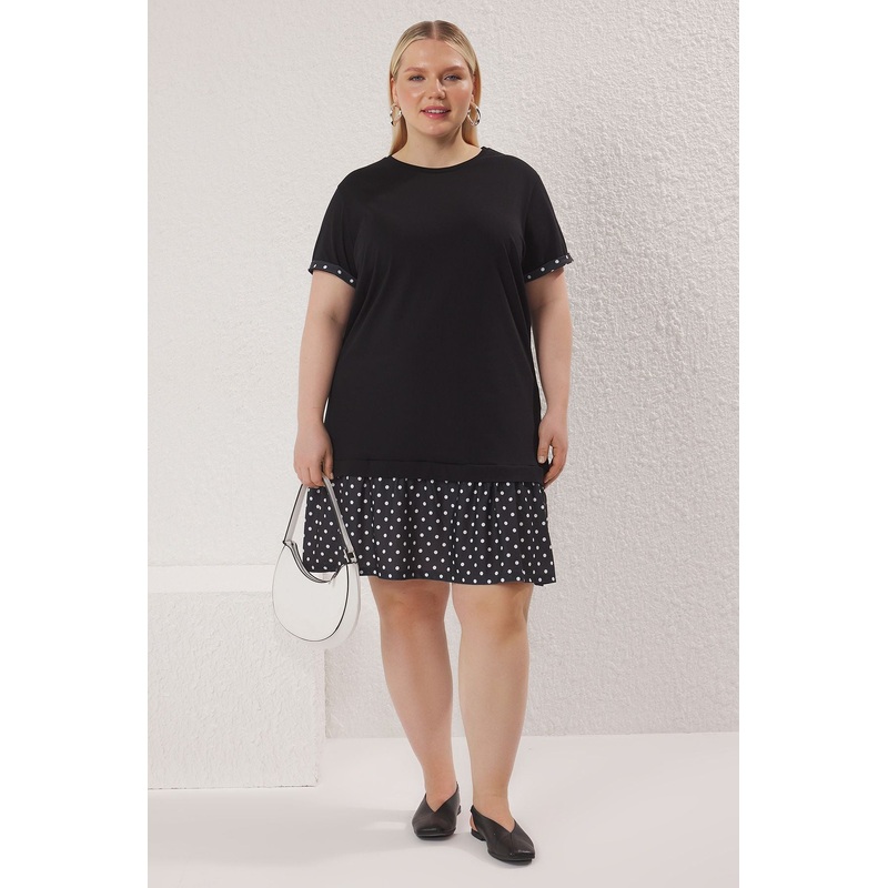 Curve Women's Spotted Mini Short Casual/daily Slim Plus Size Dress