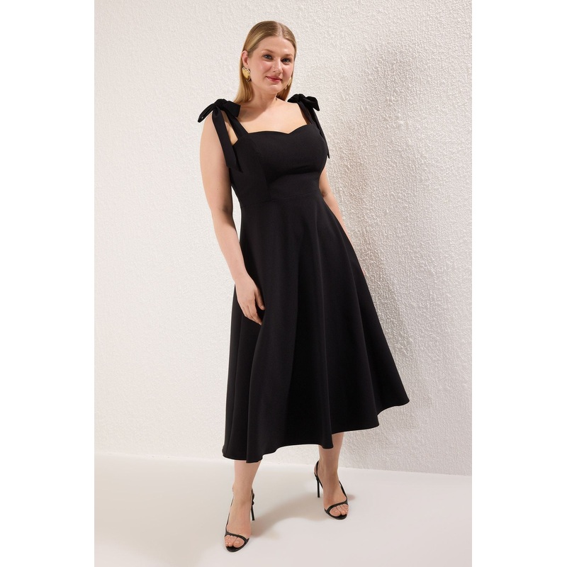 Curve Women's Straight Midi Sleeveless Stylish/night Relaxed Plus Size Dress