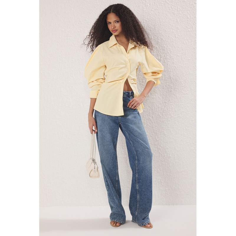 Girls Navy Blue Straight Long Fitted Shirt