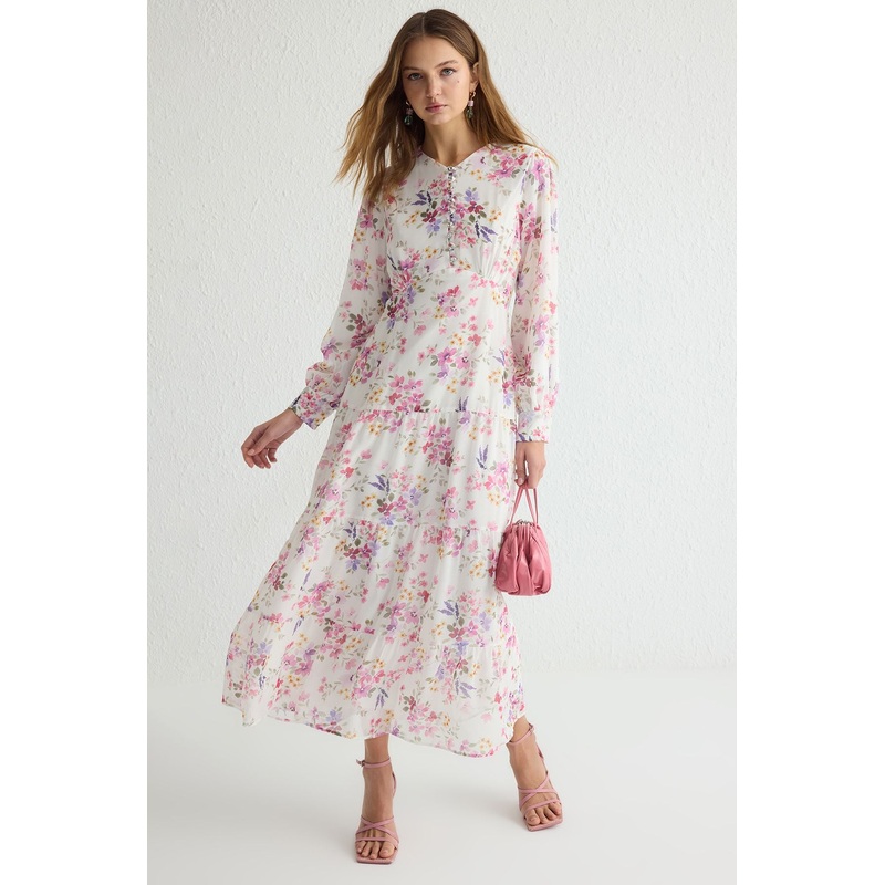 Modest Women's Geblmt Maxi Long Casual Regular Modest Dresses