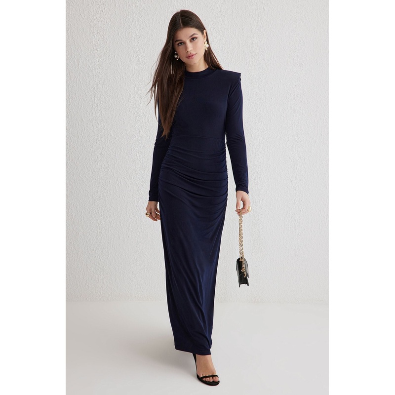 Modest Women's Navy Blue Plain Maxi Long Stylish/night Regular Modest Evening Dresses