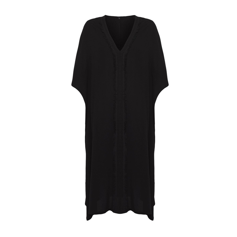 Women's Black Plain Maxi Long Beachwear Regular Dress