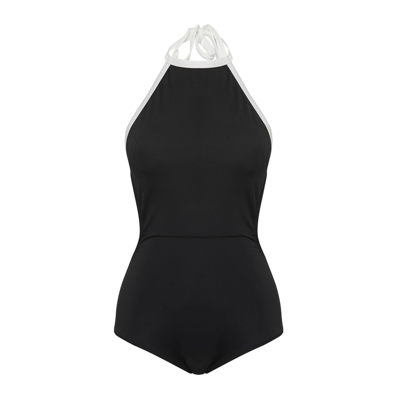 Women's Black Plain Removable Cup Swimsuit