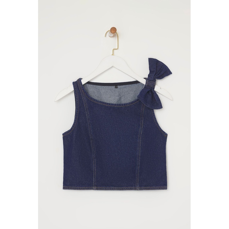 Women's Navy Blue Straight Hanging Regular Blouse