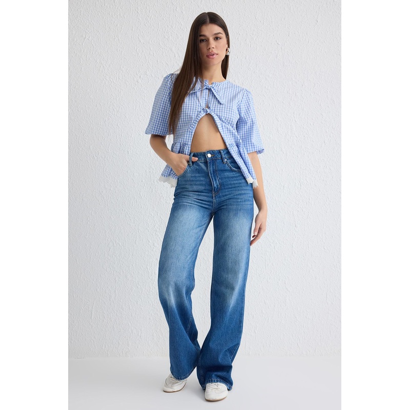 Women's Plain Wide Leg Normal Waist Jeans