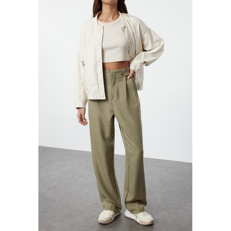 Women's Straight Wide Leg High Waist Trousers