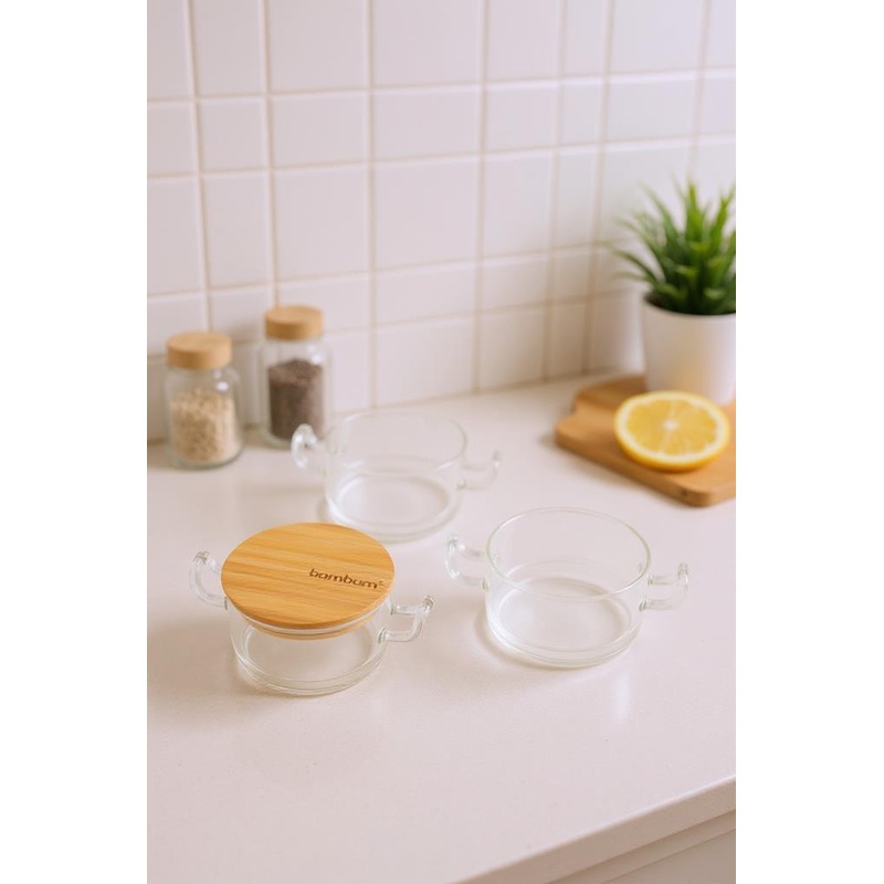 Bambum Modena - 3-Piece Glass Storage Box With Bamboo Lid