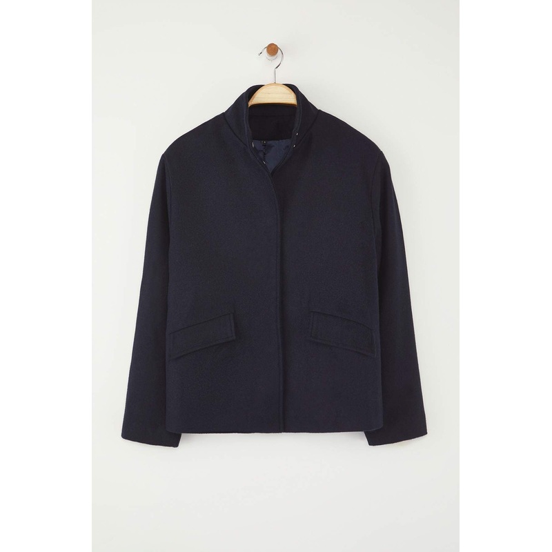 Women's Navy Blue Straight Long Oversize Coat