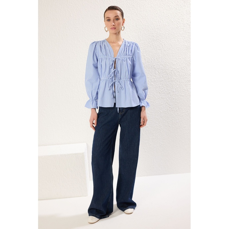 Women's Plaid Long Regular Blouse