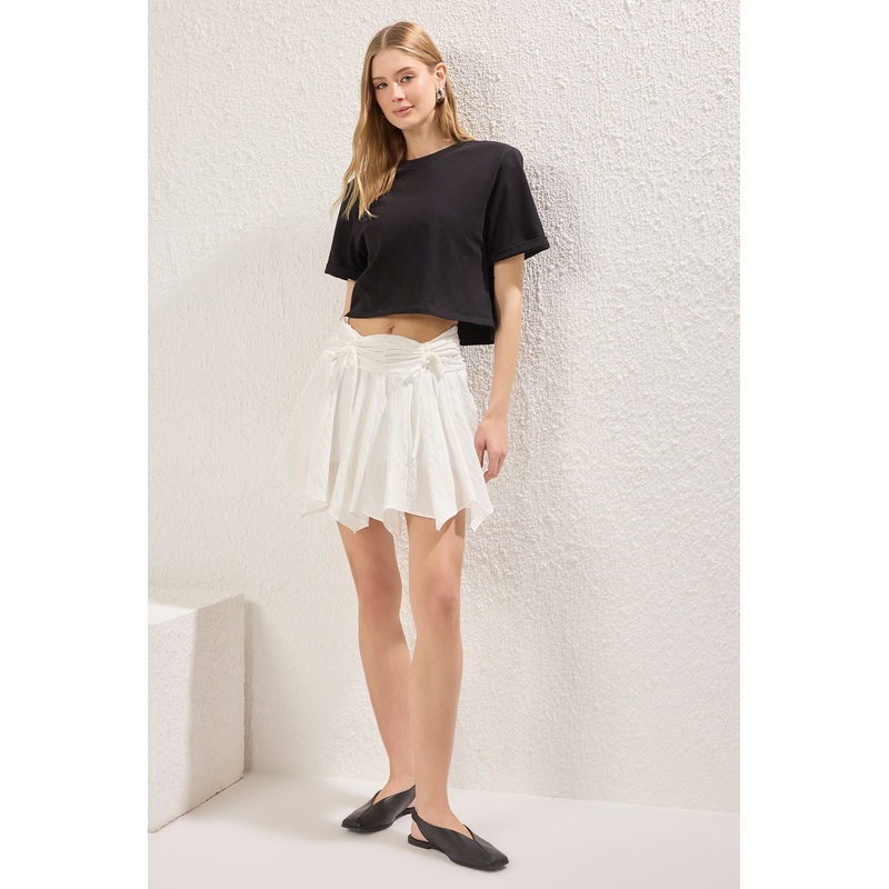 Women's Striped Mini Asymmetric Skirt
