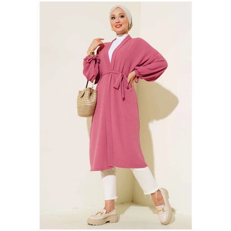 Ayrobin Cardigan With Laced Sleeves Magenta