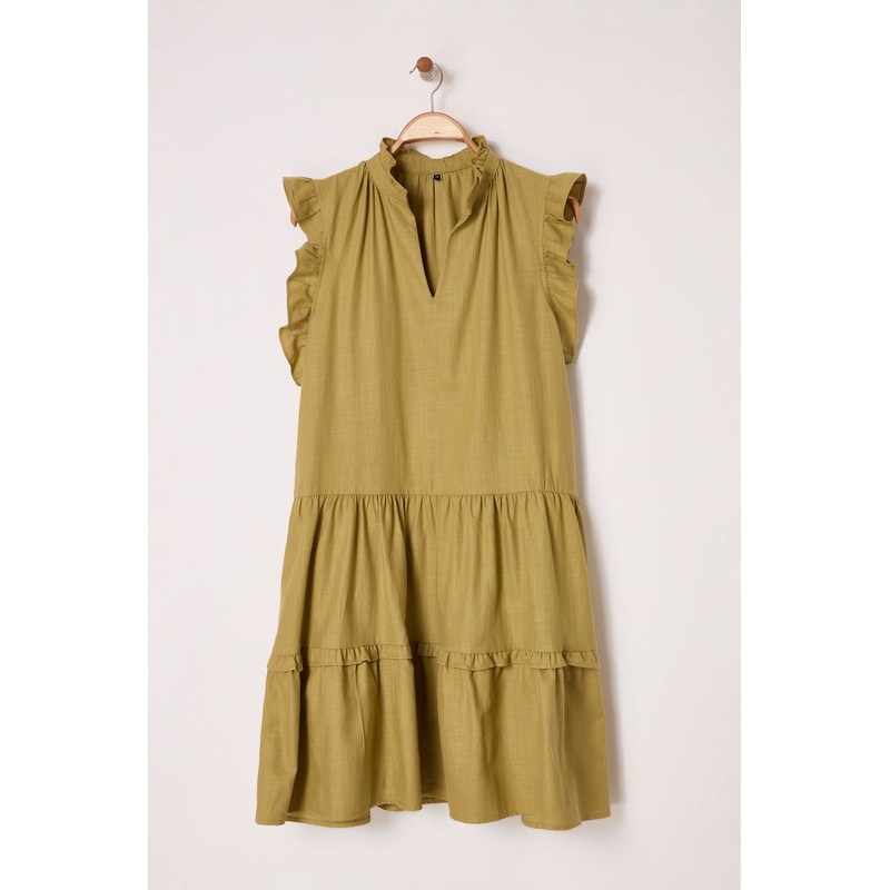 Curve Women's Khaki Straight Mini Sleeveless Casual/daily Relaxed Plus Size Dress