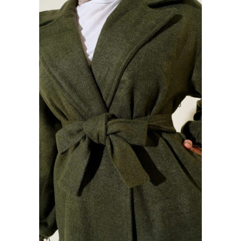 Elastic Wrist Cuff Coat Khaki
