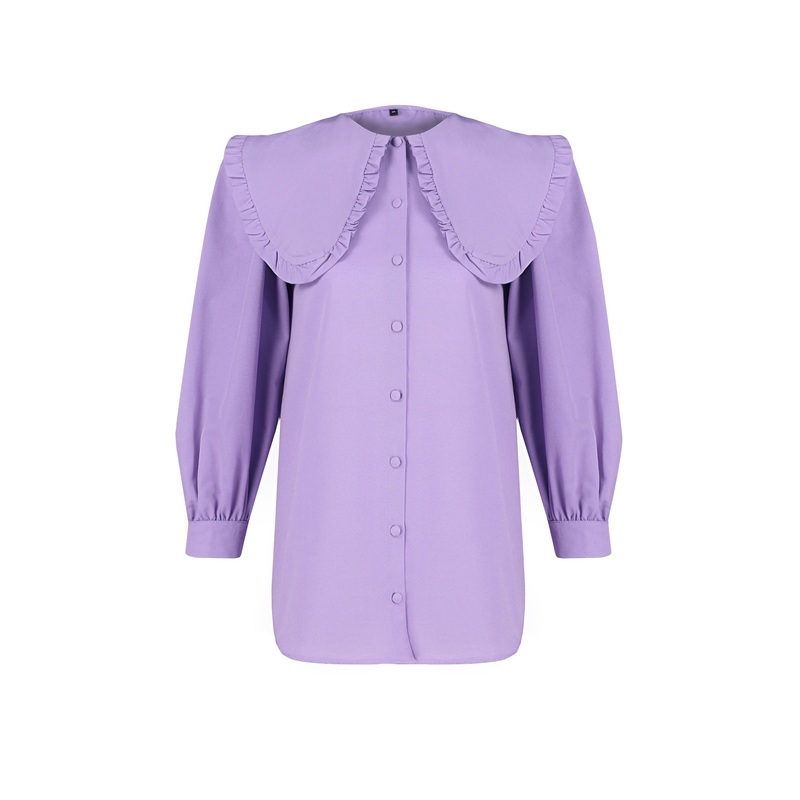 Modest Women's Purple Plain Long Regular Shirt