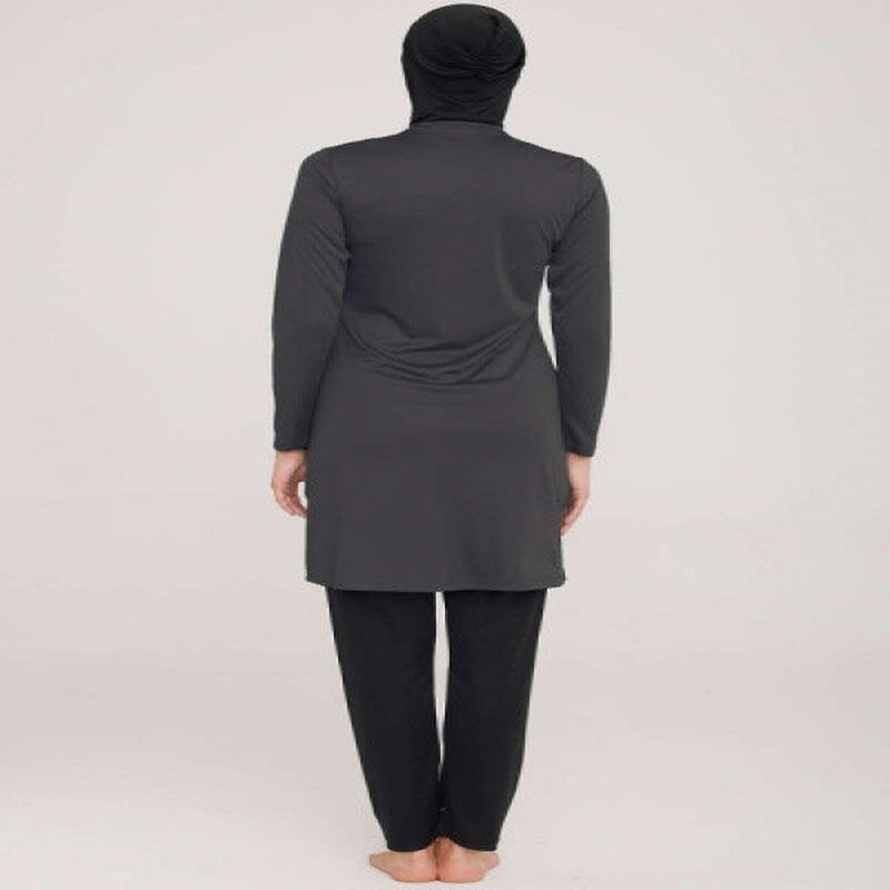 Side Line Detailed Hijab Swimsuit Anthracite
