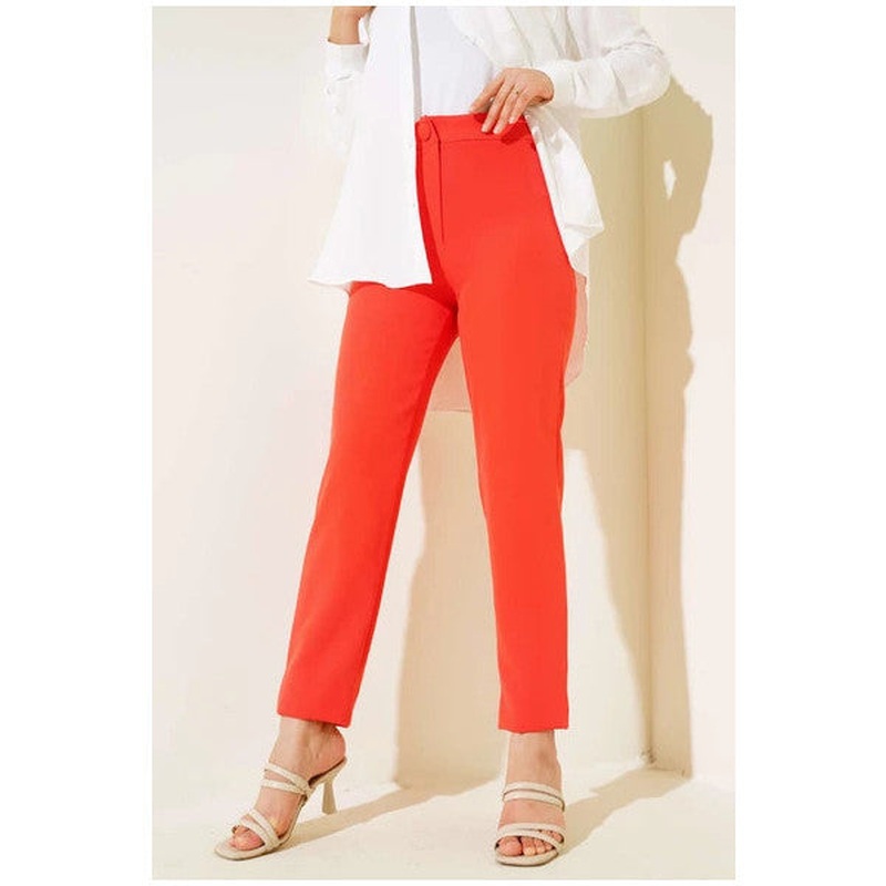 Skinny Leg Buttoned Trousers