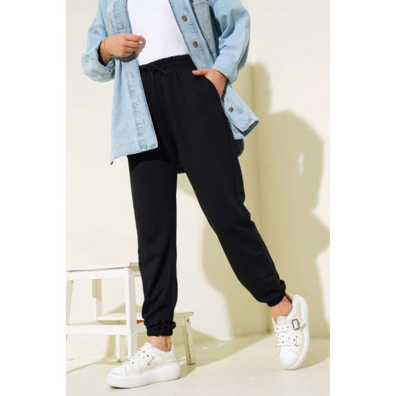 Waist And Ankle Elastic Jogger Pants Black