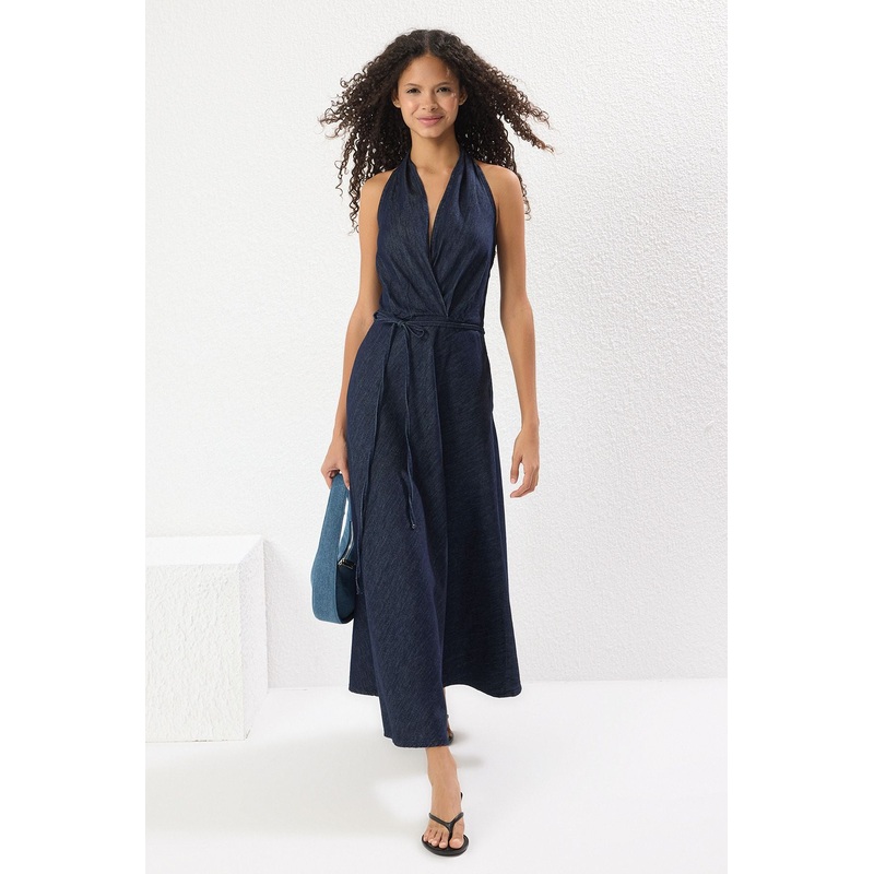 Women's Navy Blue Straight Maxi Sleeveless Casual/daily Regular Dress