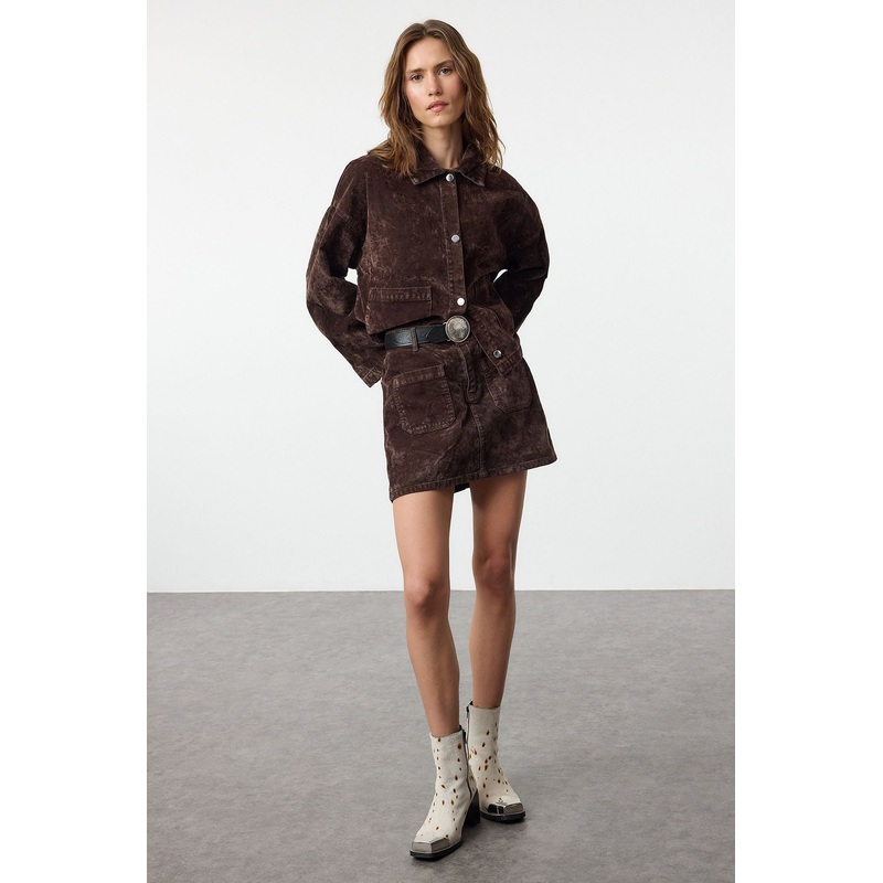 Women's Printed Mini A-Line Denim Skirt