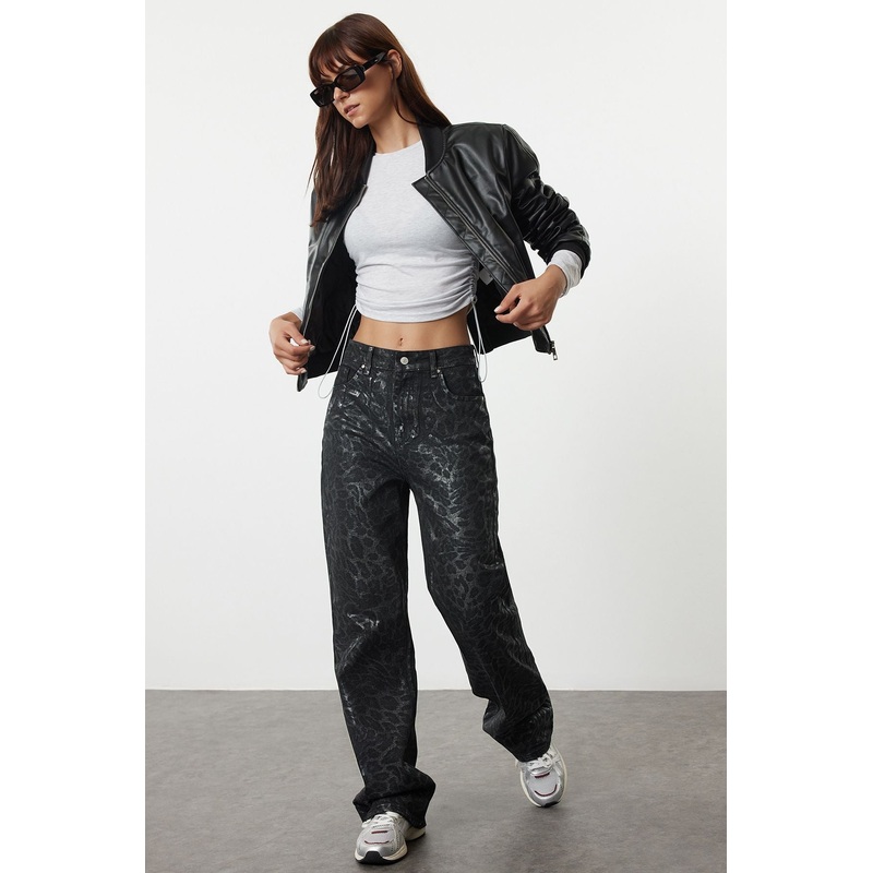 Women's Very Colorful Animals Wide Leg High Waist Jeans