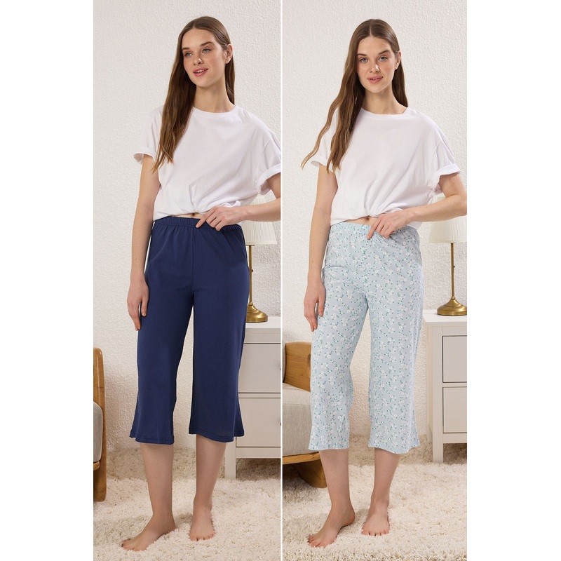 Women's Very Colorful Flowering High Waist Pajama Bottoms