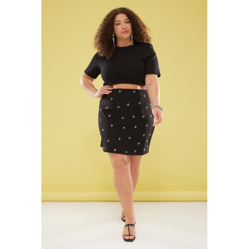 Curve Women's Plain Mini A-Line Plus Size Skirt