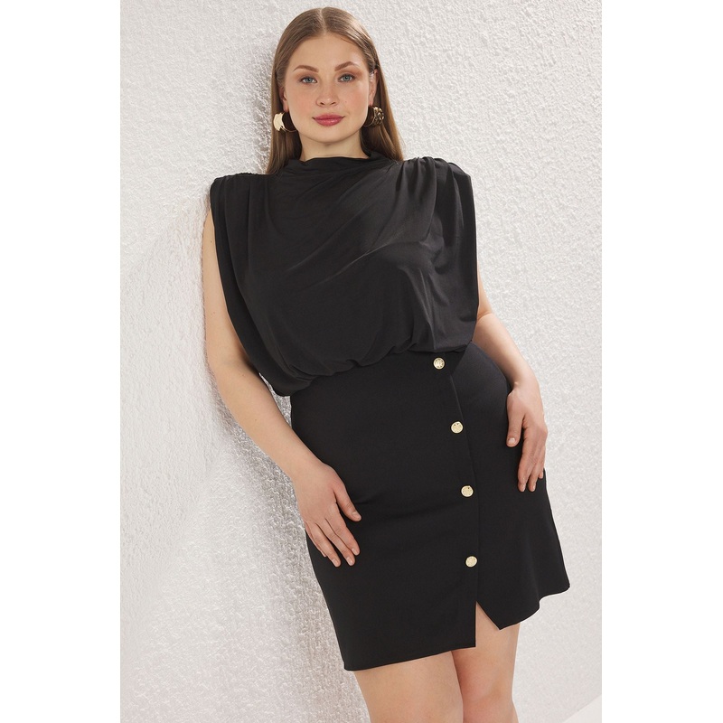 Curve Women's Straight Mini Long Casual/daily Fitted Plus Size Dress