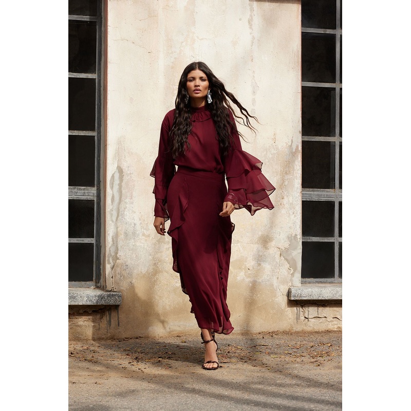 Modest Women's Burgundy Straight Long Oversized Hijab Tunic
