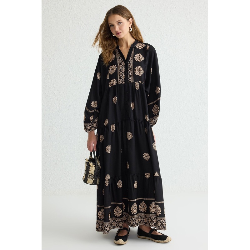 Modest Women's Ethnic Pattern Long Long Casual Relaxed Fit Modest Dresses