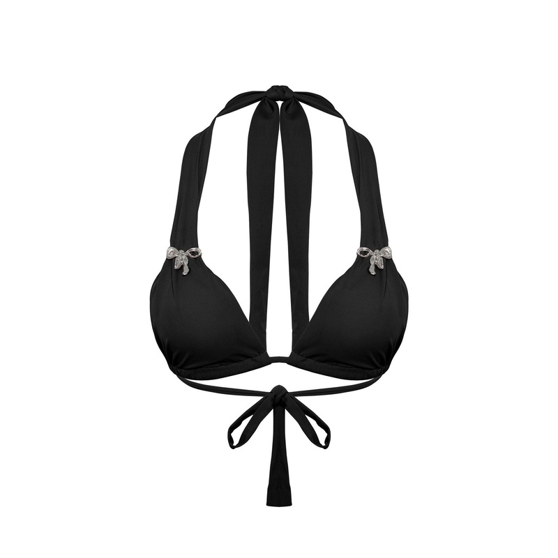 Women's Black Straight Disposal Container Bikini Top