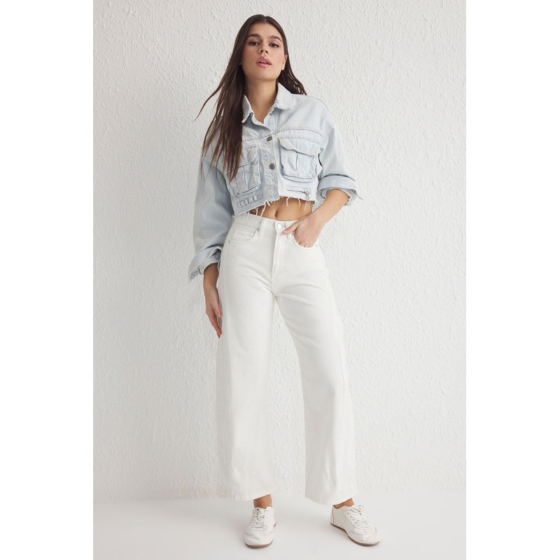 Women's Plain Barrel High Waist Jeans