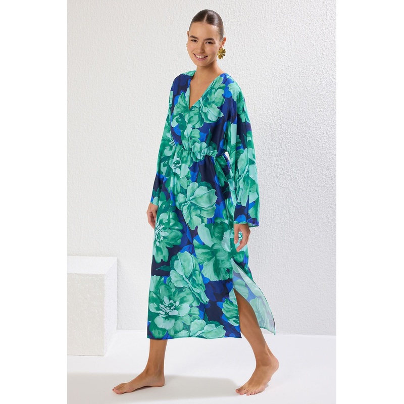 Women's Printed Midi Spaghetti Strap Beachwear Oversize Dress