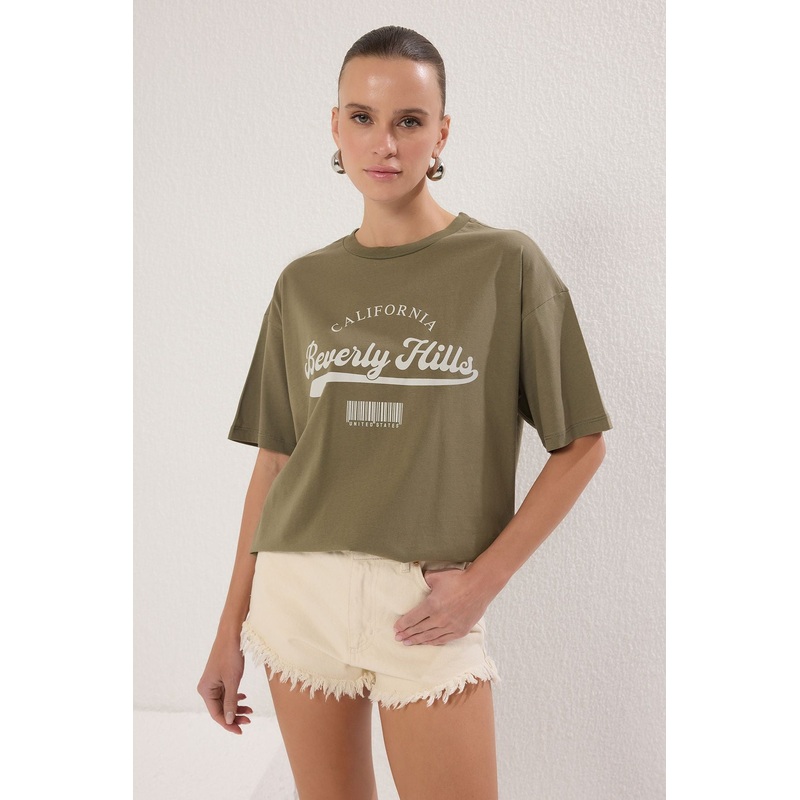 Women's Slogan Short Oversized T-Shirt