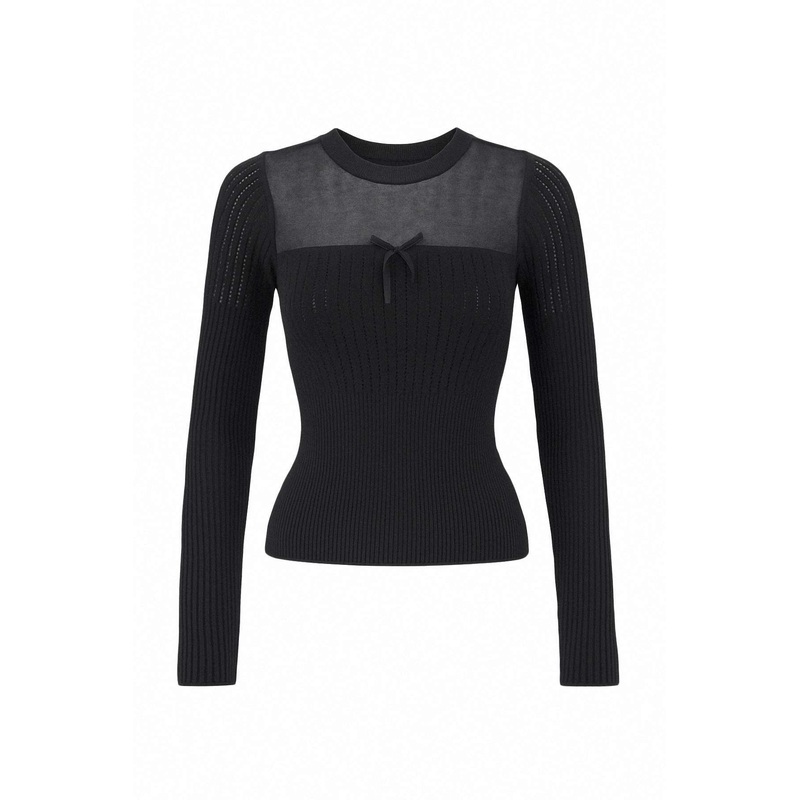 Women's Textured Long Fitted Sweater