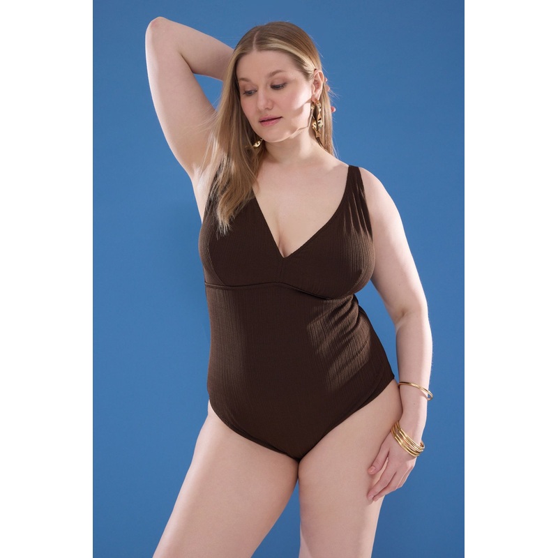 Curve Women's Textured Removable Cup Plus Size Swimsuit