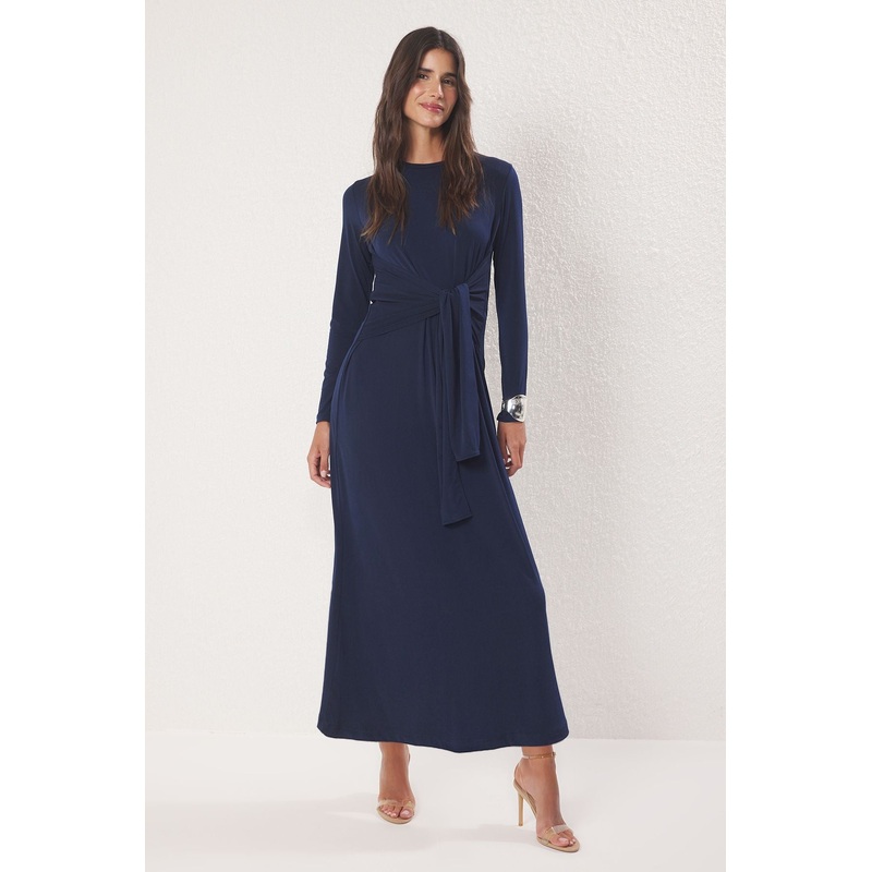 Modest Women's Navy Blue Straight Maxi Long Casual/daily Regular Modest Dresses