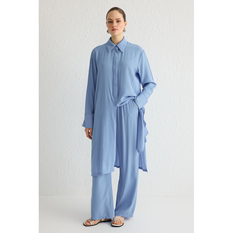 Modest Women's Plain Long Casual Oversize Hijab Top - Bottom Set