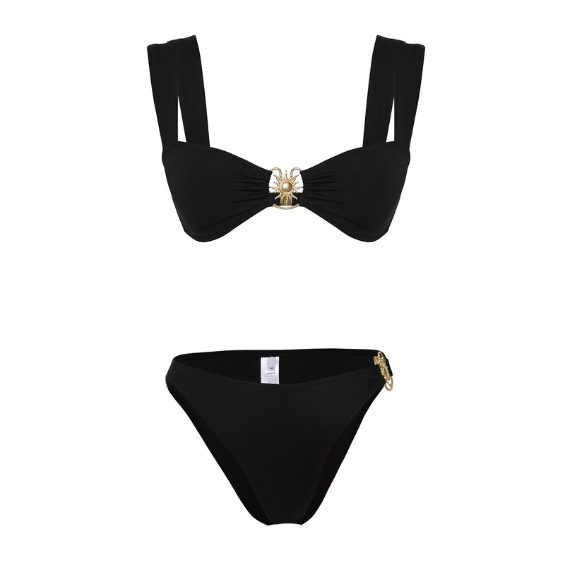 Women's Black Straight Disposal Container Bikini Set