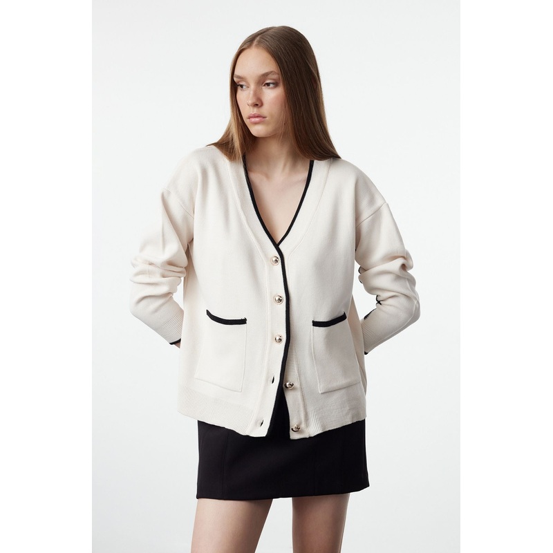 Women's Color Block Long Oversize Cardigan