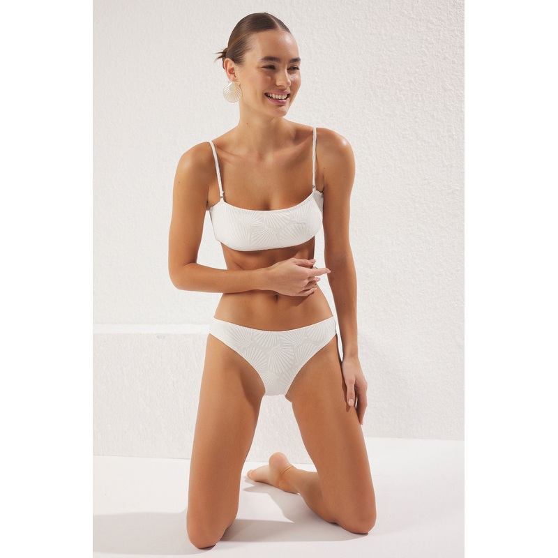 Women's Ecru Straight Disposal Container Bikini Set